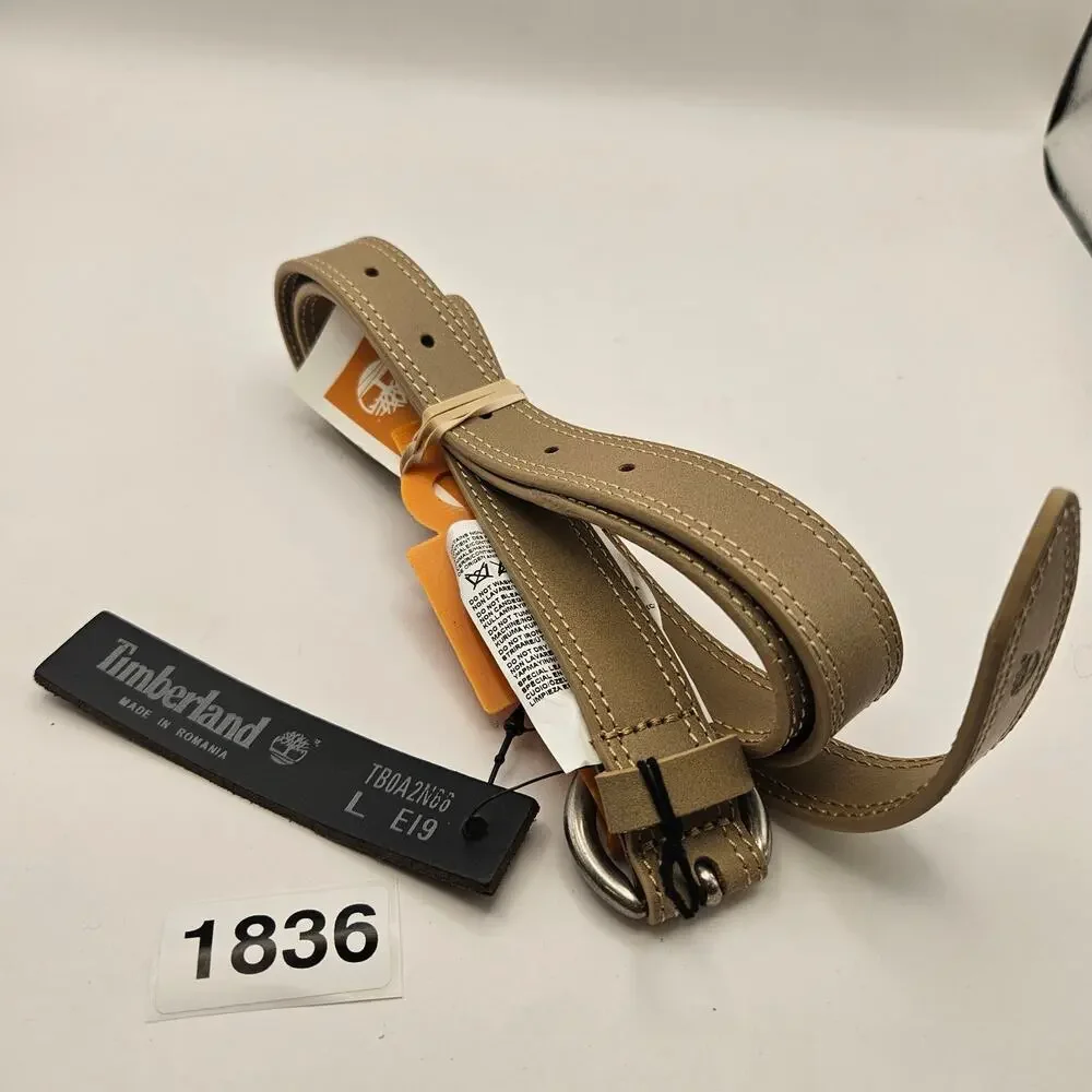 TIMBERLAND WOMEN'S L OVAL BUCKLE BELT BEIGE MADE IN ROMANIA TB0A2N66 EI9 NWT